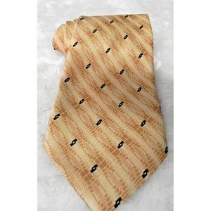 Vintage Cheri Copain Yellow Geometric Polyester Necktie